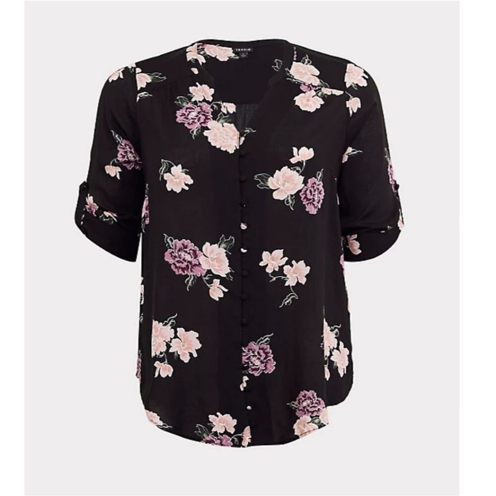Torrid Harper Floral Bunches Challis Blouse 00/10 - Picture 4 of 8